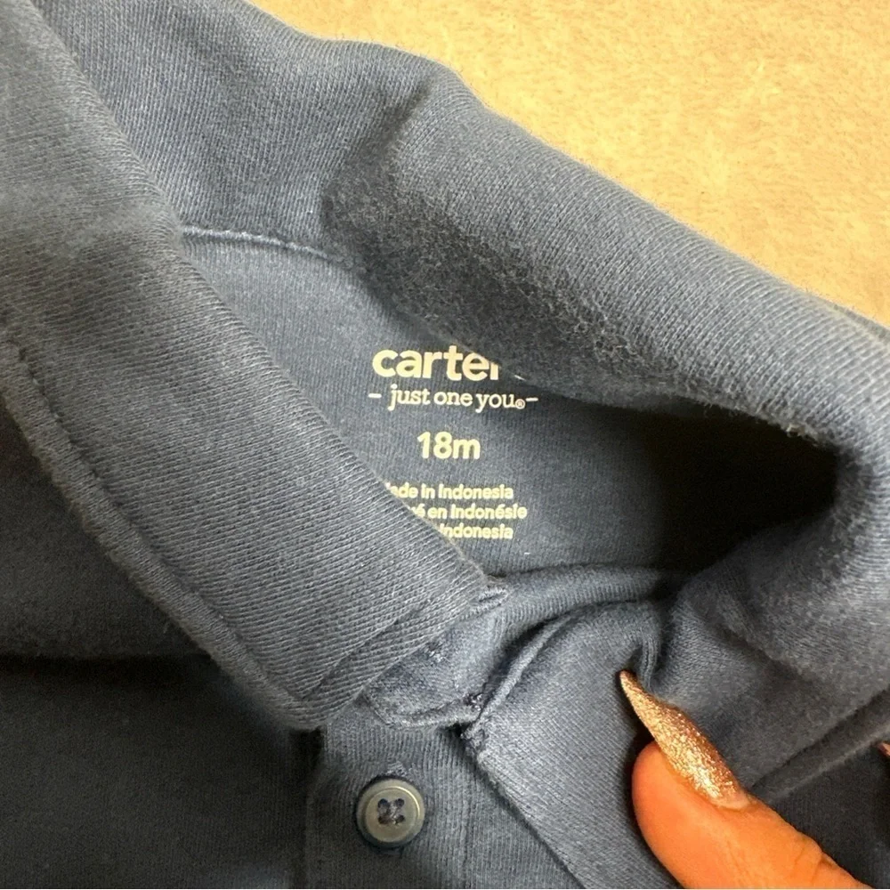 Carter's Baby's Just One You Polo & Overall Blue Sharks Size 18M new no tag